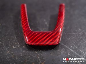 FIAT 500 Steering Wheel Trim - 3 piece set - Carbon Fiber - Red Candy